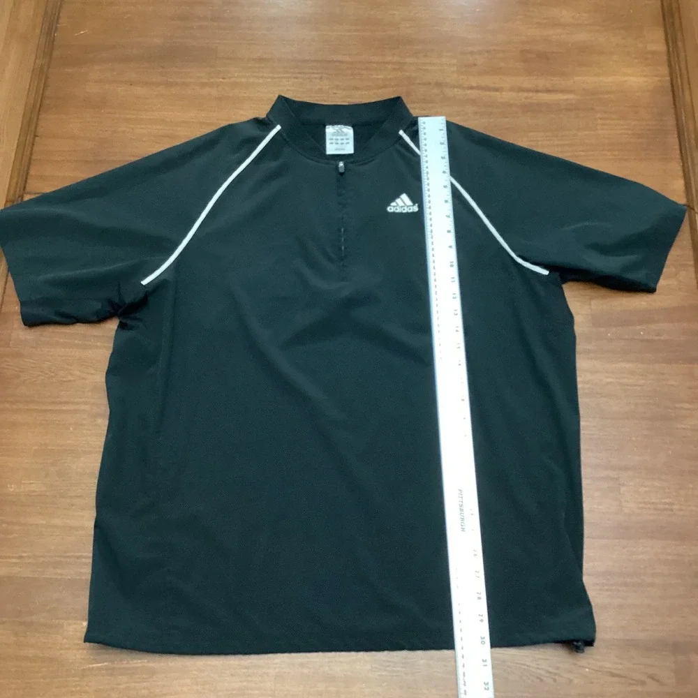 Adidas Mens Black Quarter Zip Short Sleeve Climaproof Vented Jacket Large Sports
